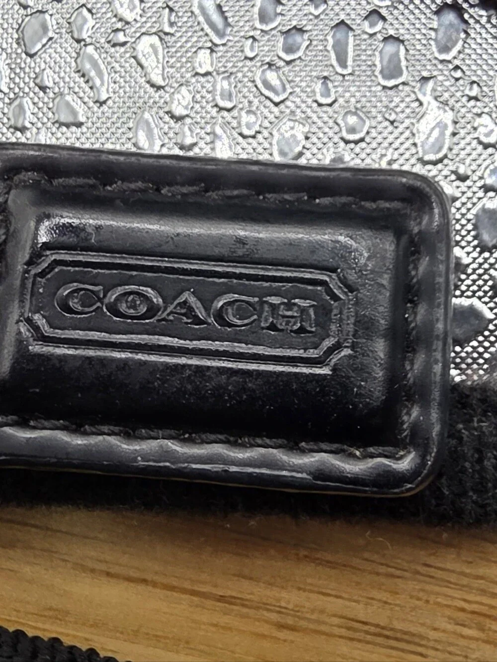 Coach Black & Tan Signature Zip Wristlet Wallet